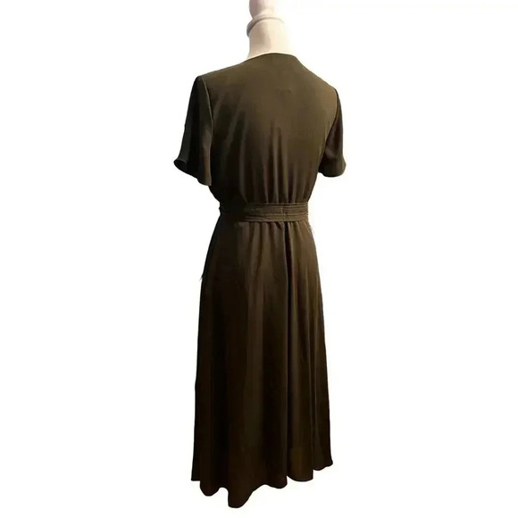 Alfani NWT wrap dress with belt olive green size 4 - Picture 4 of 7